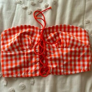 Orange checkered M crop top